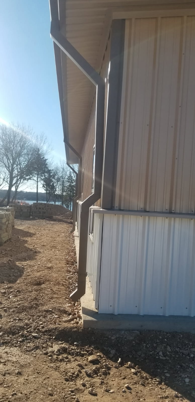 Commercial steel building side elevation lakeside setting by KC Construction